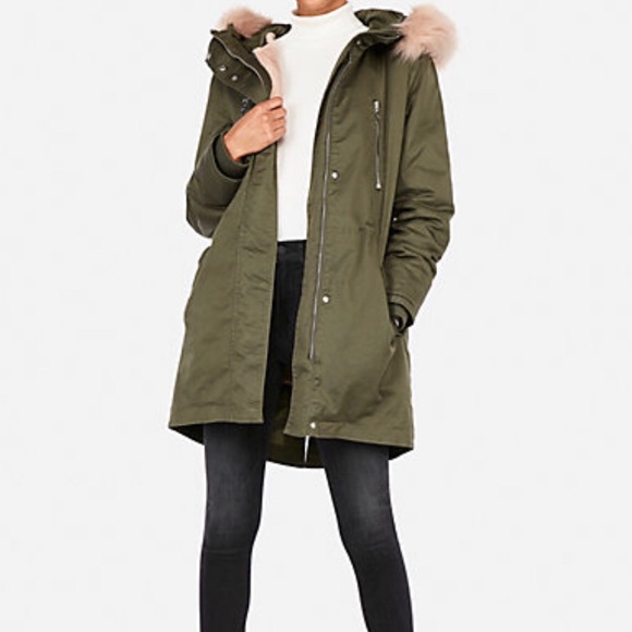 Express Jackets & Blazers - NWT Blush Faux Fur Lined Anorak